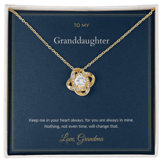 Love Knot necklace, on a keepsake card for Granddaughter (view 2)