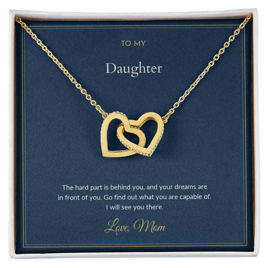 Interlocking Hearts necklace, on a keepsake card for Daughter (view 2)