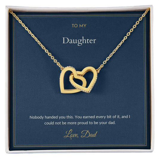 Interlocking Hearts necklace, on a keepsake card for Daughter (view 2)
