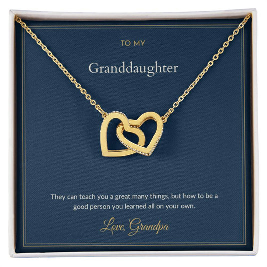Interlocking Hearts necklace, on a keepsake card for Granddaughter (view 2)