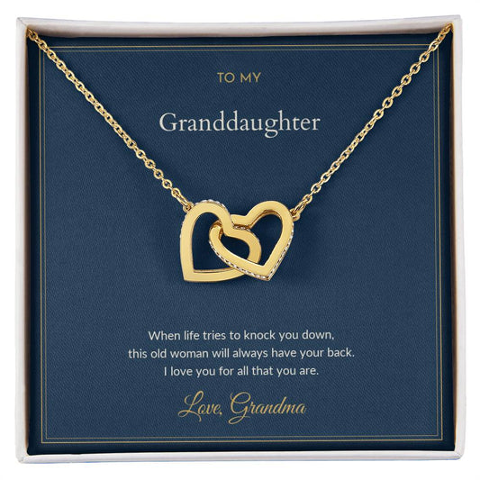 Interlocking Hearts necklace, on a keepsake card for Granddaughter (view 2)