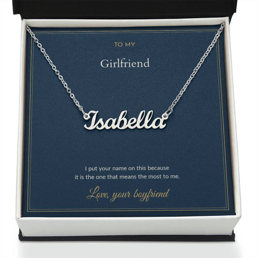 Custom Name necklace, on a keepsake card for Girlfriend (view 2)