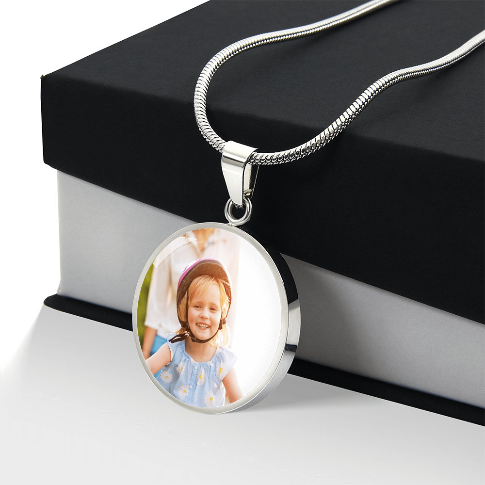 Photo Upload Circle Necklace, view 6