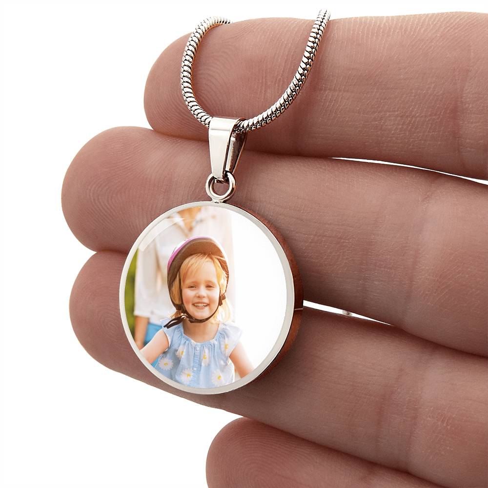 Photo Upload Circle Necklace, view 5