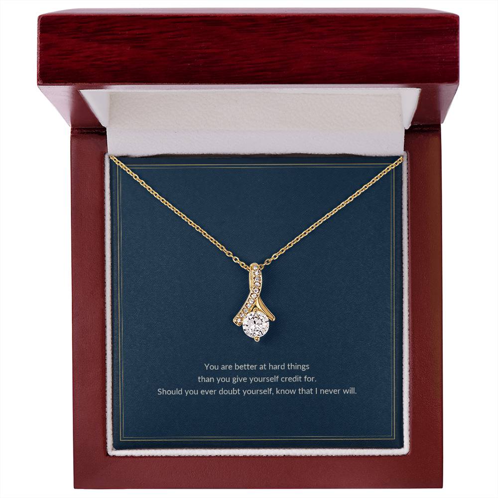 Alluring Beauty necklace, 18k yellow gold, on a keepsake card for Girlfriend, in a luxury wooden box (view 1)