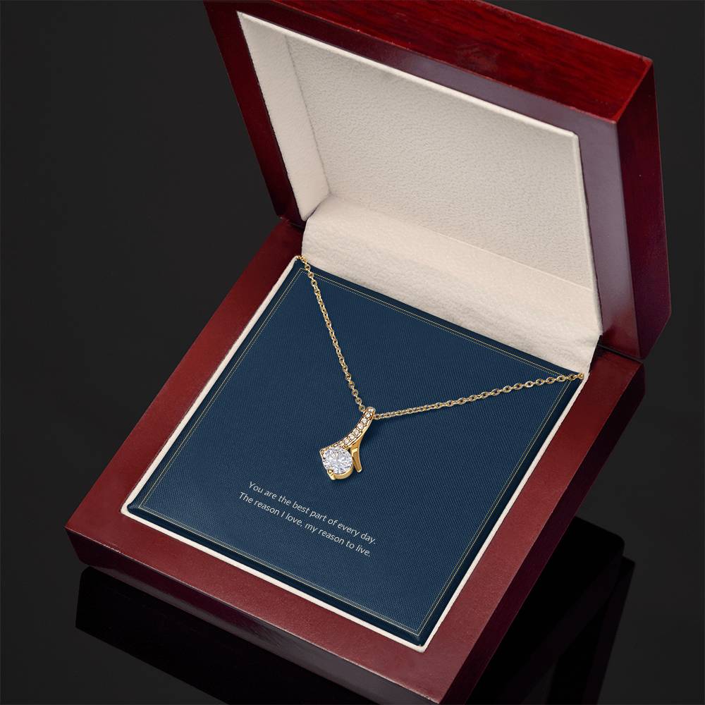 Alluring Beauty necklace, 18k yellow gold, on a keepsake card for Wife, in a luxury wooden box (view 2)