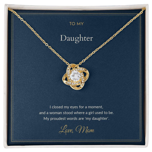 Love Knot necklace, on a keepsake card for Daughter (view 2)