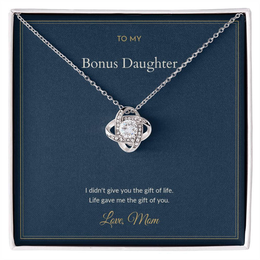 Love Knot necklace, on a keepsake card for Bonus Daughter (view 1)