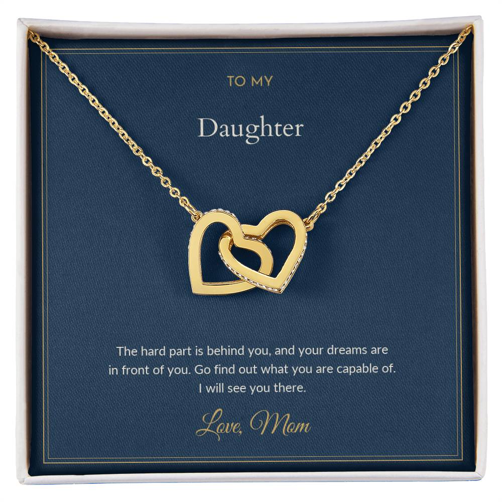 Interlocking Hearts necklace, on a keepsake card for Daughter (view 2)