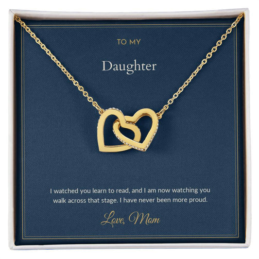 Interlocking Hearts necklace, on a keepsake card for Daughter (view 2)