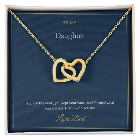 Interlocking Hearts necklace, on a keepsake card for Daughter (view 2)