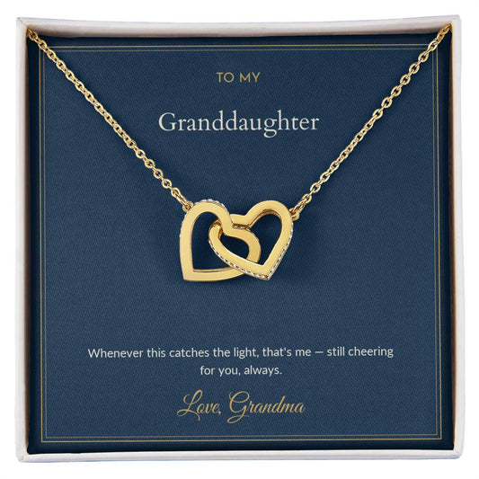 Interlocking Hearts necklace, on a keepsake card for Granddaughter (view 1)