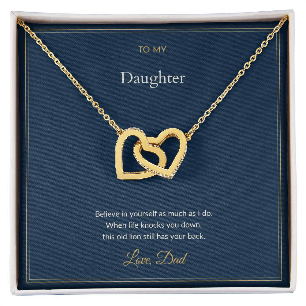Interlocking Hearts necklace, on a keepsake card for Daughter (view 2)