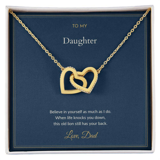 Interlocking Hearts necklace, on a keepsake card for Daughter (view 2)