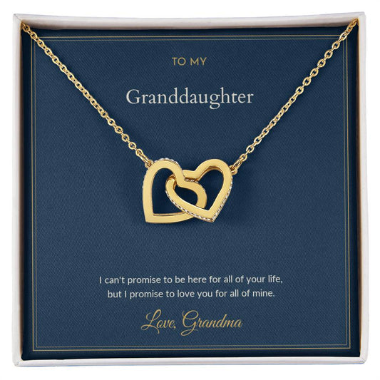 Interlocking Hearts necklace, on a keepsake card for Granddaughter (view 2)