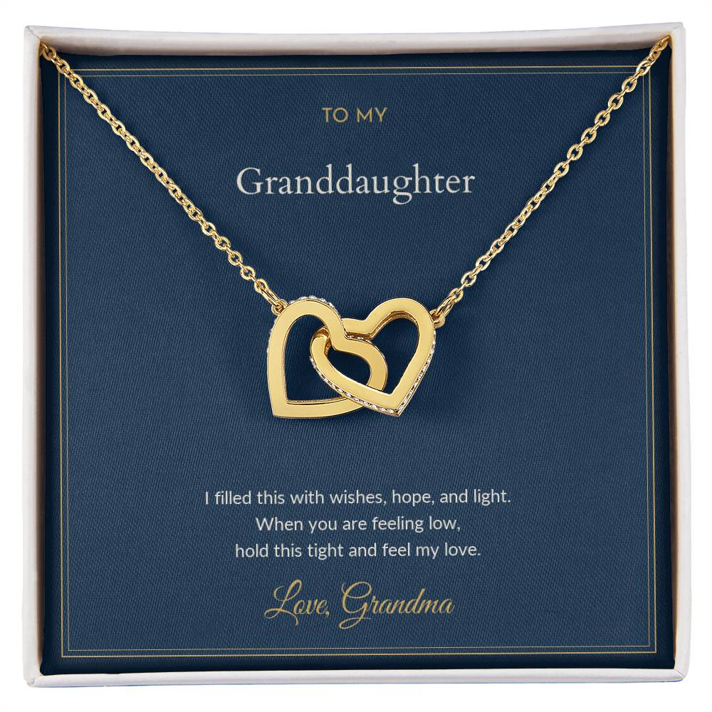 Interlocking Hearts necklace, on a keepsake card for Granddaughter (view 2)
