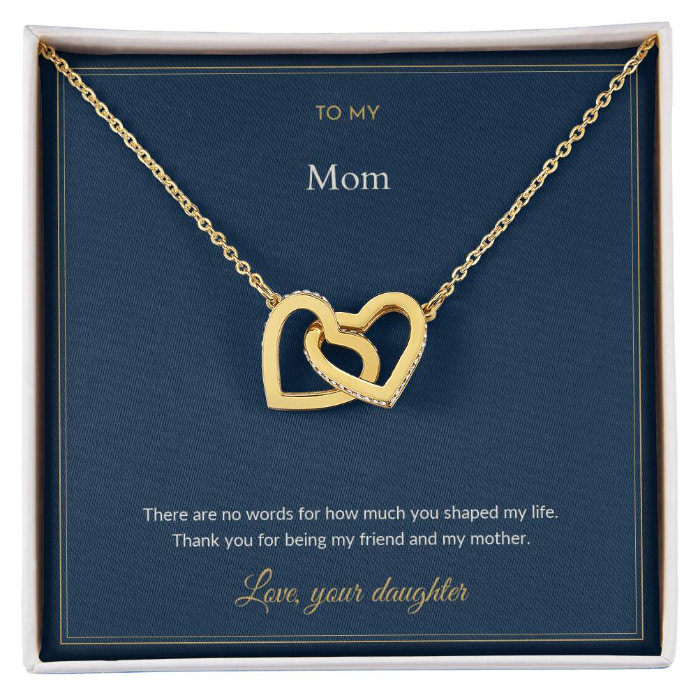 Interlocking Hearts necklace, on a keepsake card for Mom (view 2)