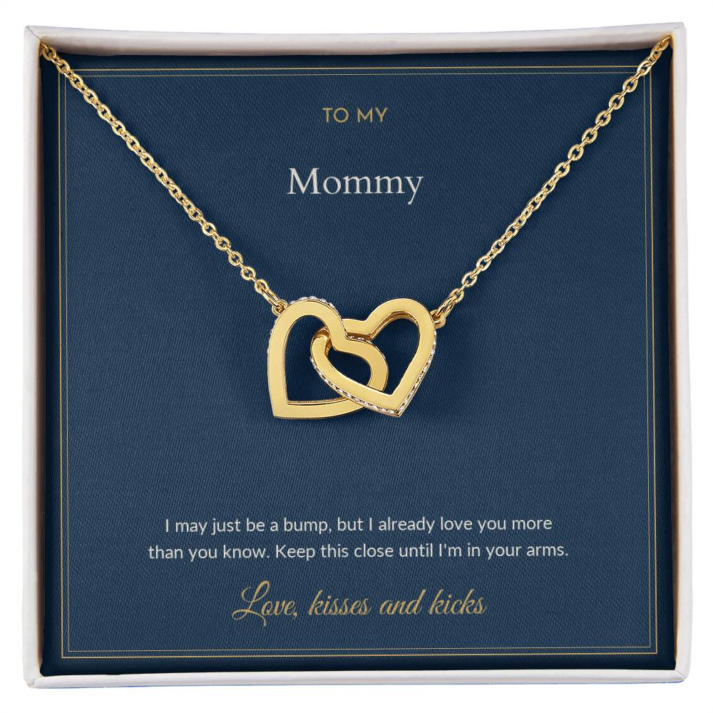 Interlocking Hearts necklace, on a keepsake card for Mom-To-Be (view 2)