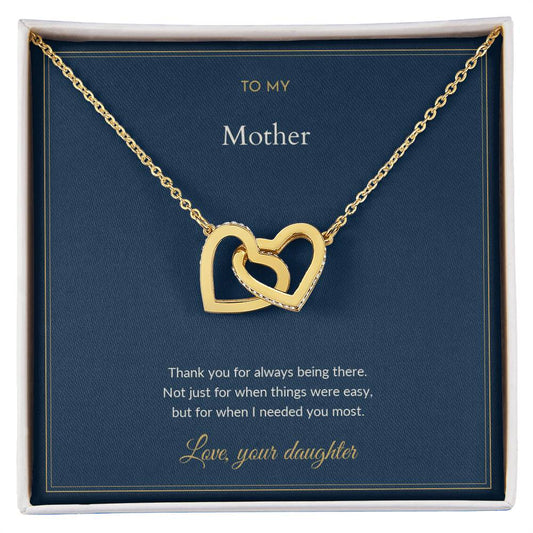 Interlocking Hearts necklace, on a keepsake card for Mom (view 2)