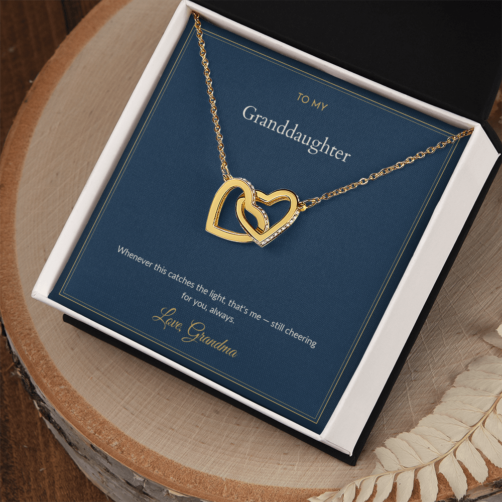 Interlocking Hearts necklace, on a keepsake card for Granddaughter (view 2)