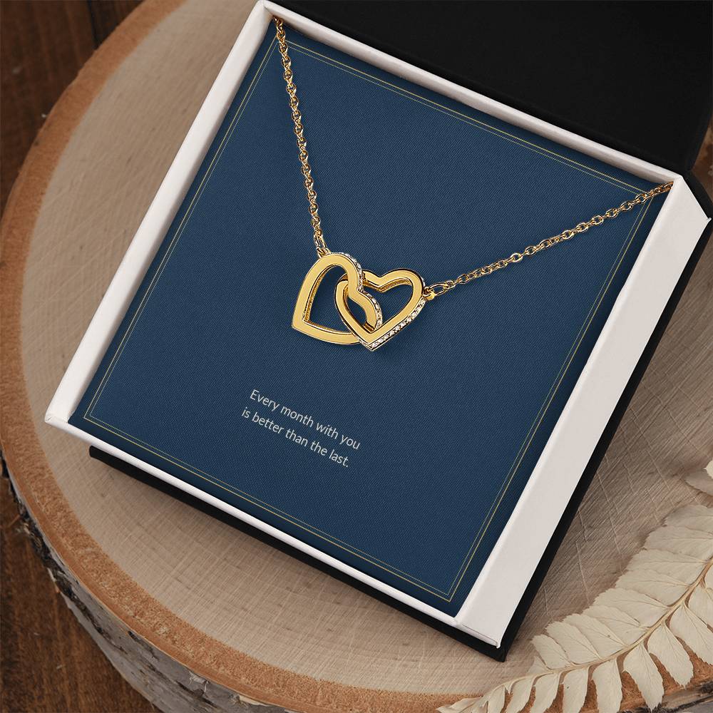 Interlocking Hearts necklace, on a keepsake card for Girlfriend (view 3)