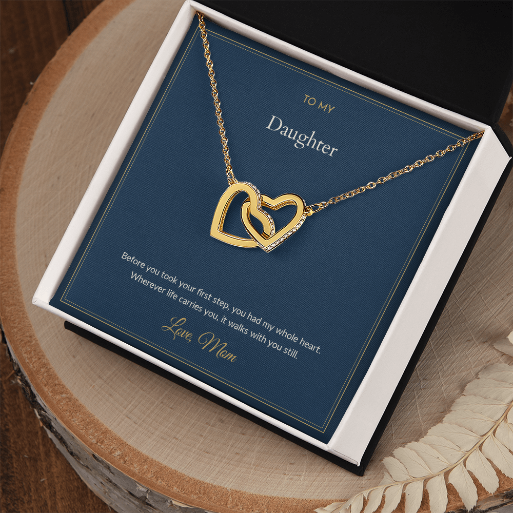 Interlocking Hearts necklace, on a keepsake card for Daughter (view 2)