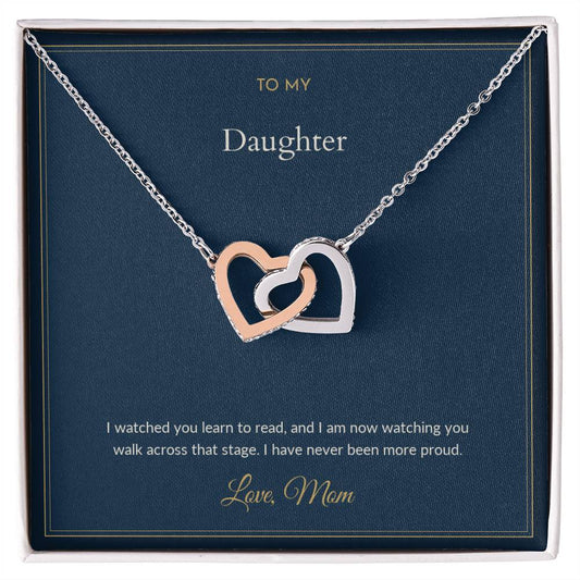 Interlocking Hearts necklace, on a keepsake card for Daughter (view 1)