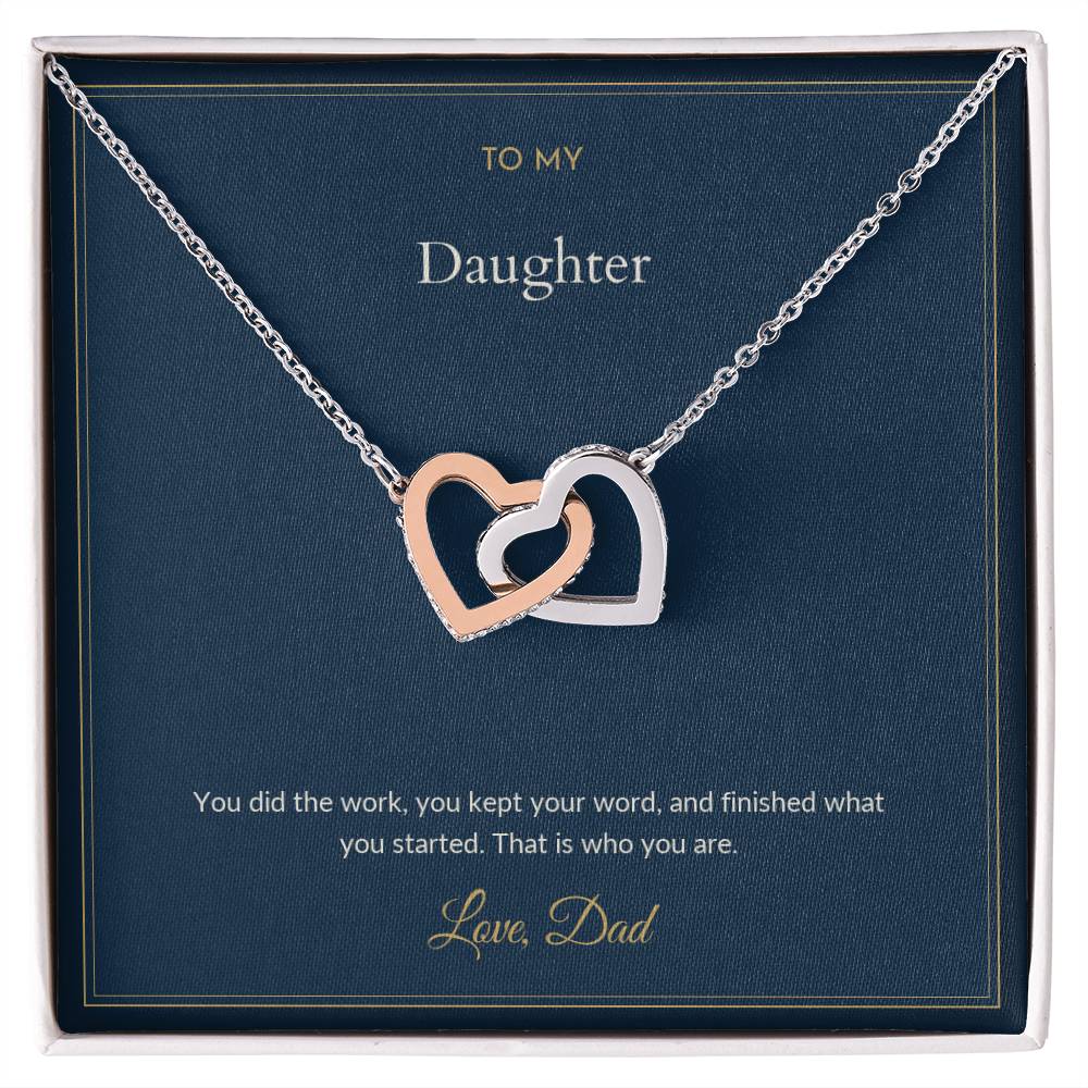 Interlocking Hearts necklace, on a keepsake card for Daughter (view 1)