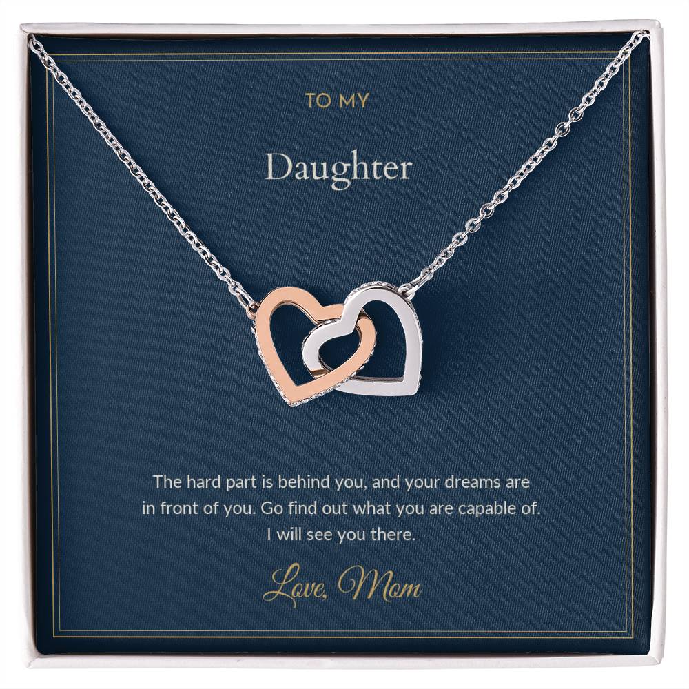 Interlocking Hearts necklace, on a keepsake card for Daughter (view 1)