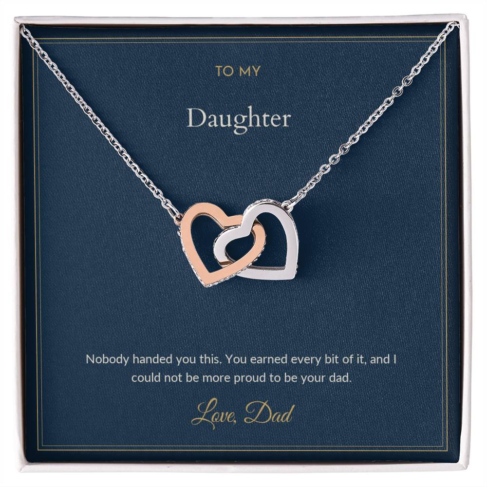 Interlocking Hearts necklace, on a keepsake card for Daughter (view 1)