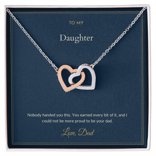 Interlocking Hearts necklace, on a keepsake card for Daughter (view 1)