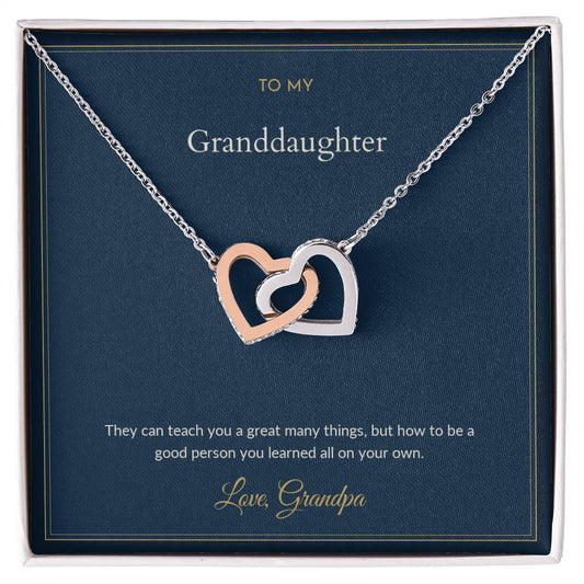 Interlocking Hearts necklace, on a keepsake card for Granddaughter (view 1)
