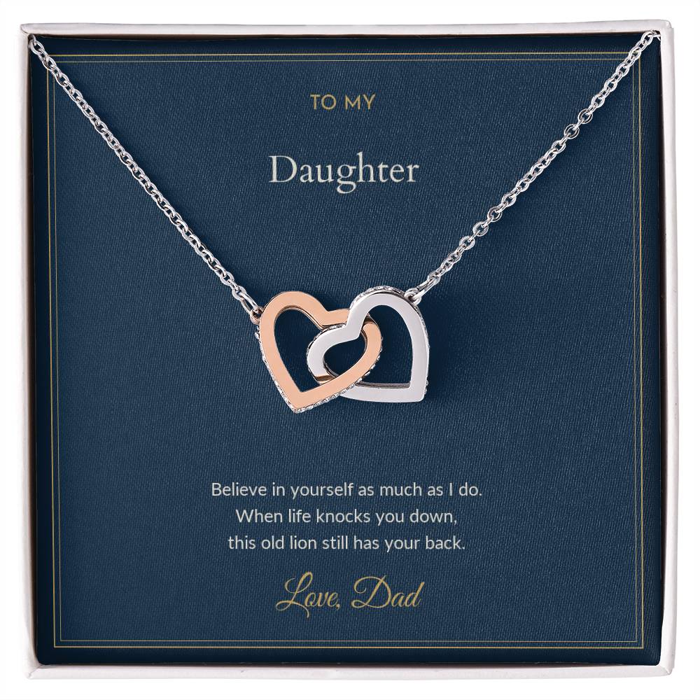 Interlocking Hearts necklace, on a keepsake card for Daughter (view 1)