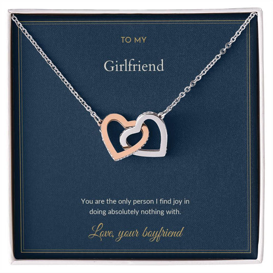 Interlocking Hearts necklace, on a keepsake card for Girlfriend (view 1)
