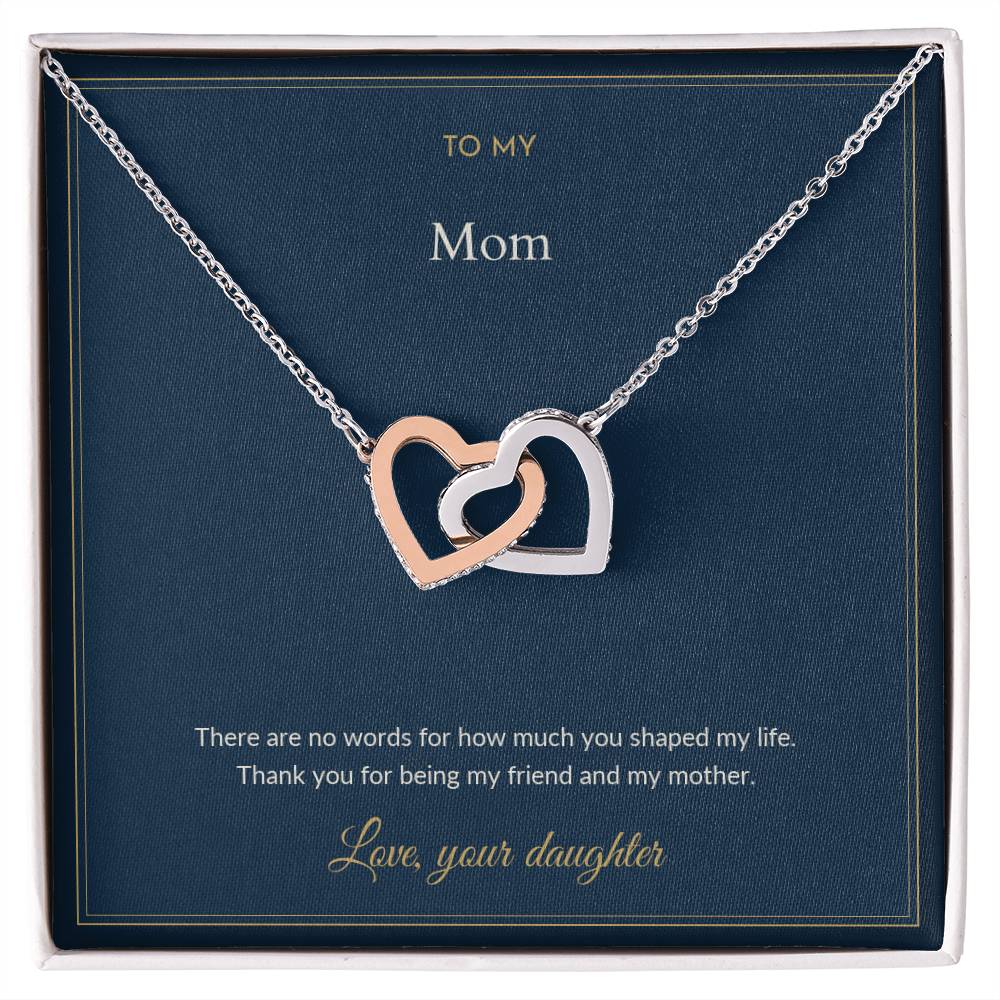 Interlocking Hearts necklace, on a keepsake card for Mom (view 1)