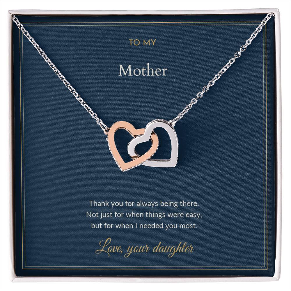 Interlocking Hearts necklace, on a keepsake card for Mom (view 1)