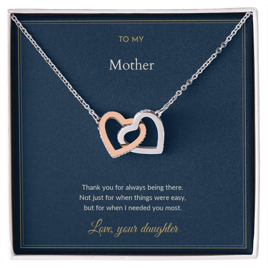 Interlocking Hearts necklace, on a keepsake card for Mom (view 1)