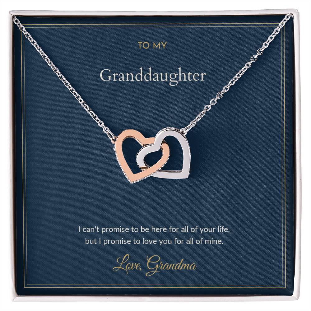 Interlocking Hearts necklace, on a keepsake card for Granddaughter (view 1)