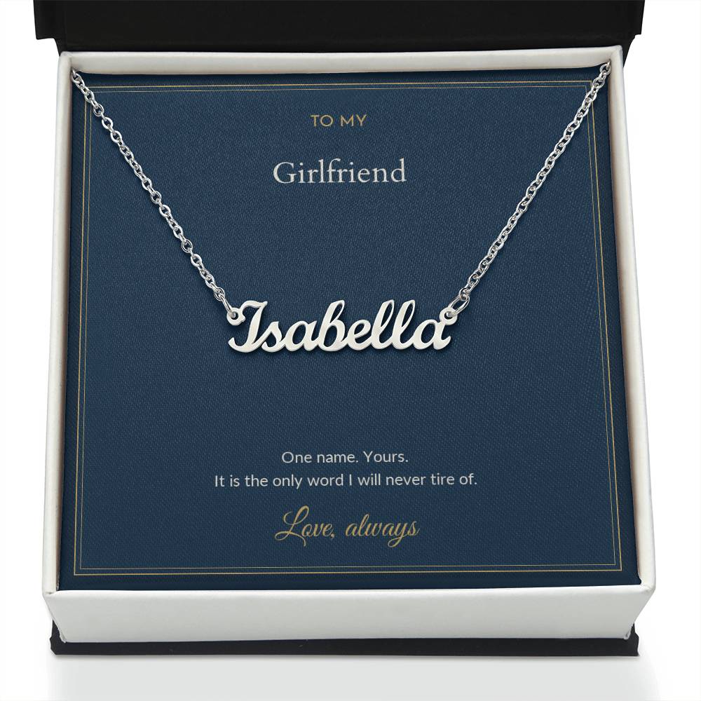 Custom Name necklace, on a keepsake card for Girlfriend (view 2)