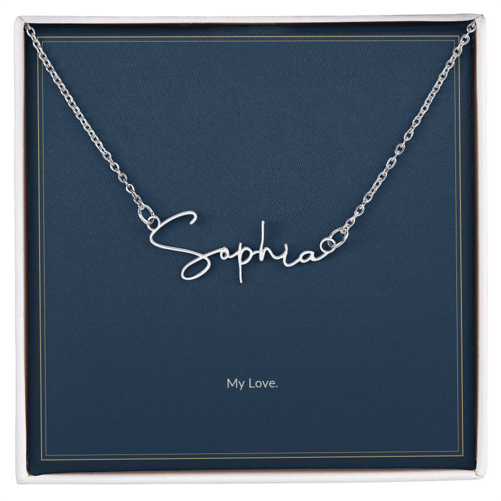 Signature Name necklace, on a keepsake card for Girlfriend (view 3)