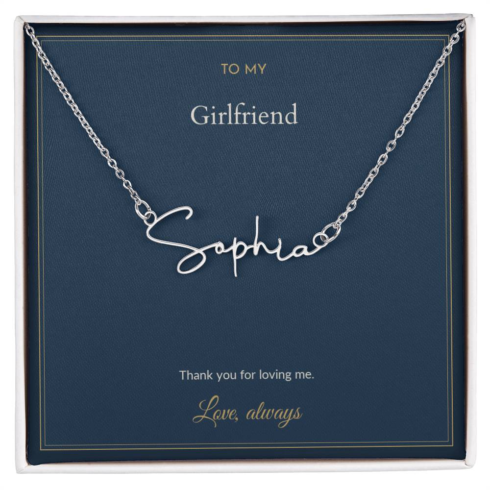 Signature Name necklace, on a keepsake card for Girlfriend (view 14)