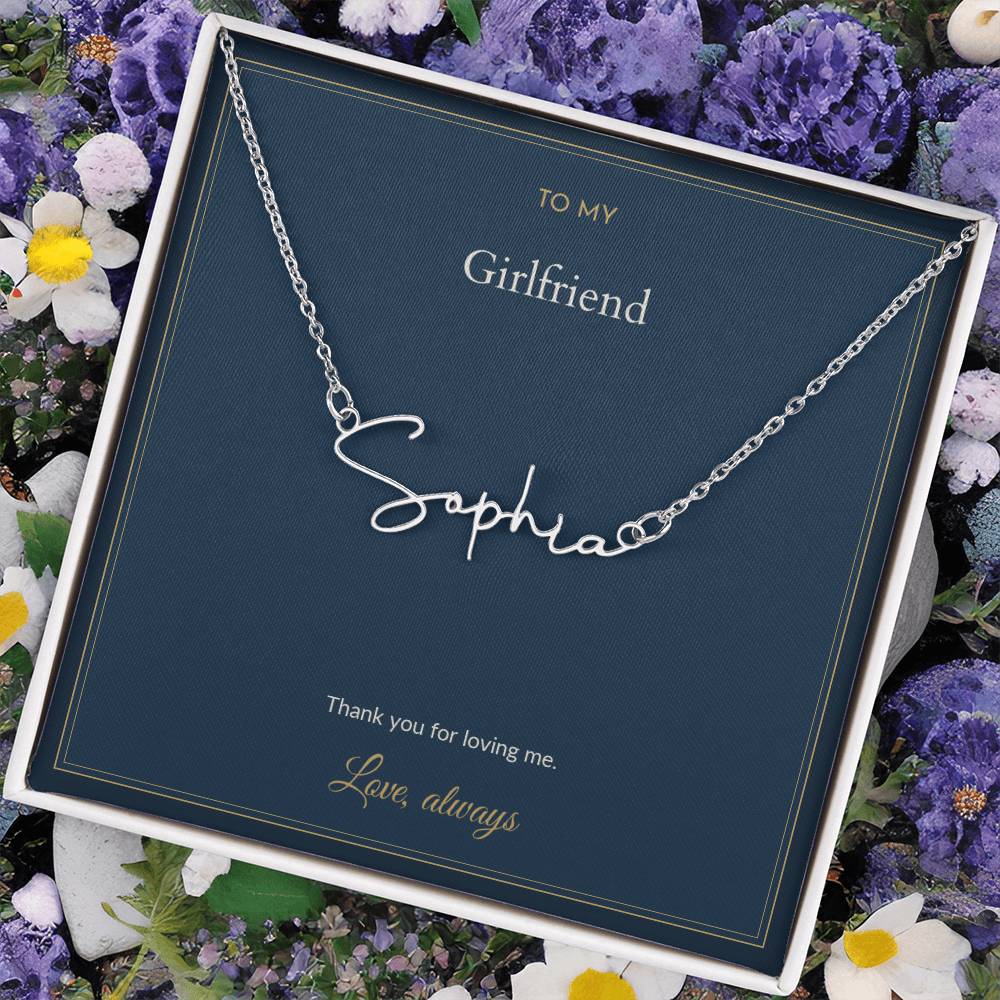Signature Name necklace, on a keepsake card for Girlfriend (view 15)