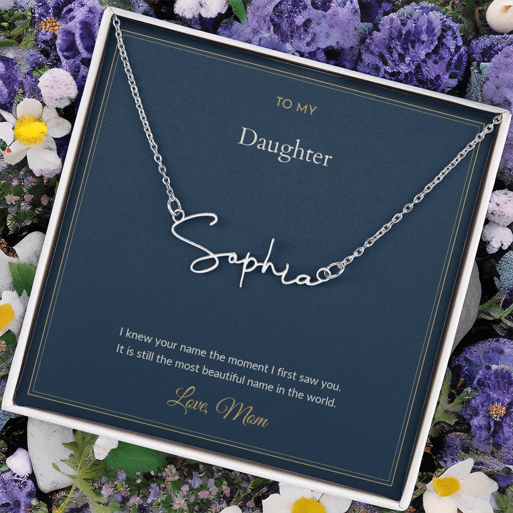 Signature Name necklace, on a keepsake card for Daughter (view 2)