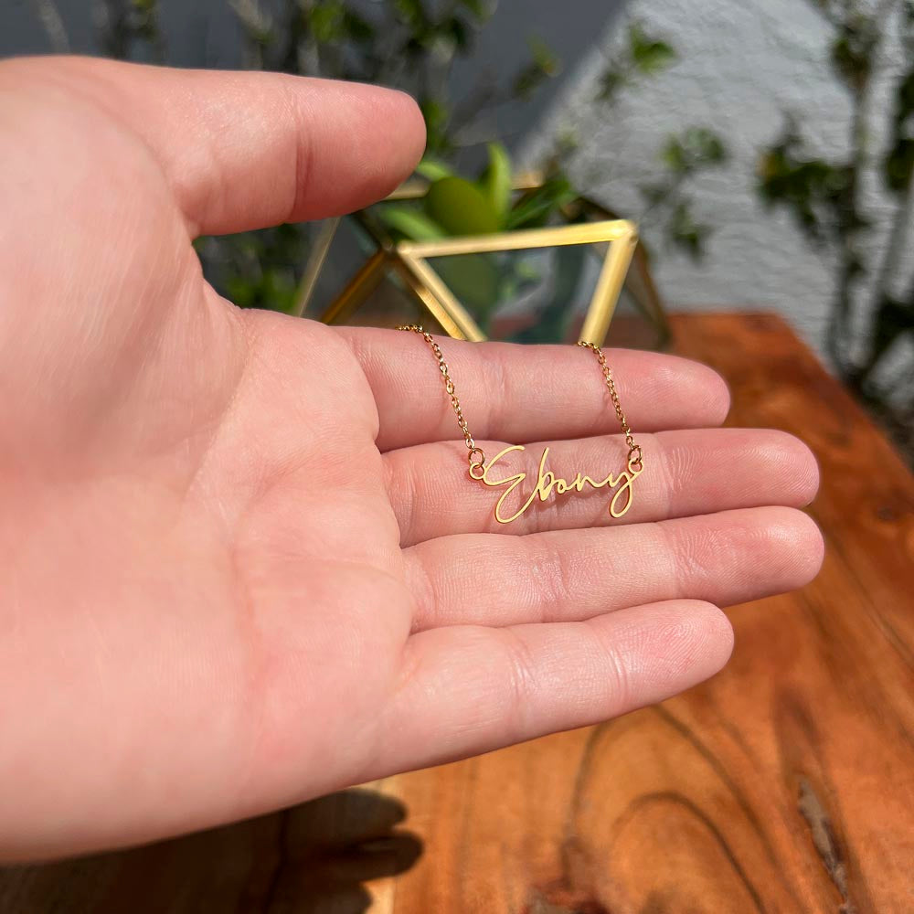 Signature Name necklace, gold finish over stainless steel, on a keepsake card for Girlfriend, in a standard gift (view 13)