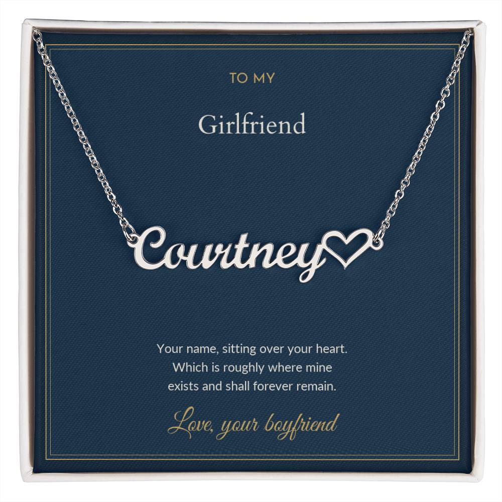 Heart Name necklace, on a keepsake card for Girlfriend (view 1)
