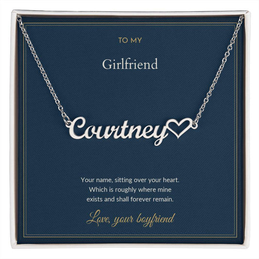 Heart Name necklace, on a keepsake card for Girlfriend (view 1)