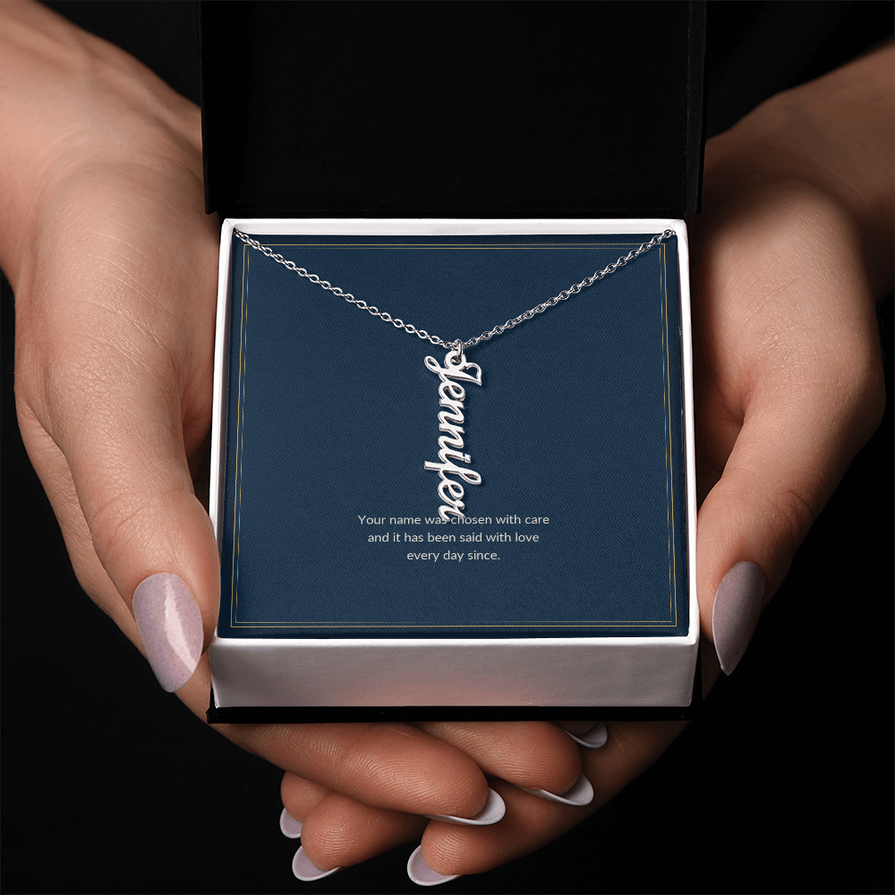 Vertical Name necklace, on a keepsake card for Granddaughter (view 3)