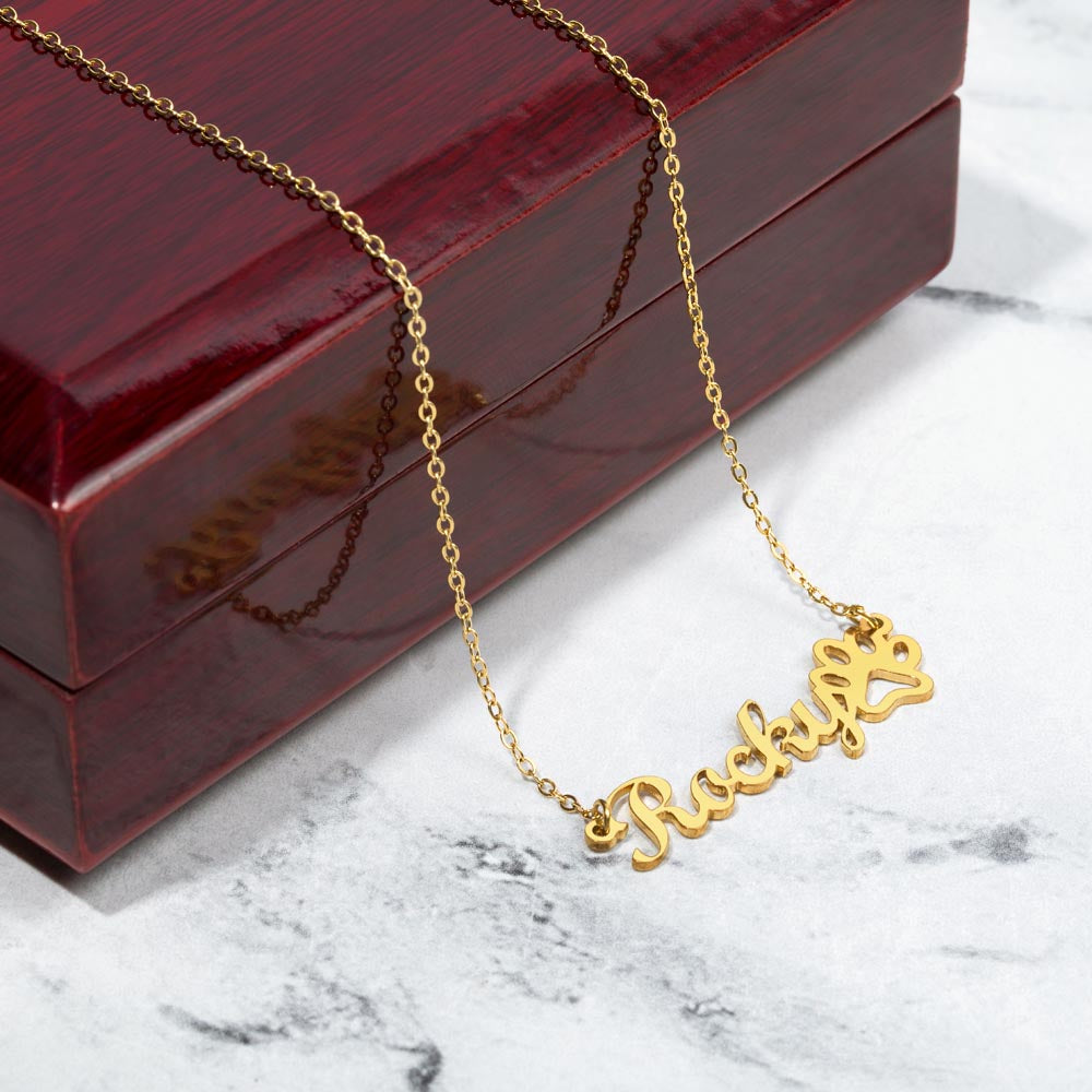Paw Print Name Necklace, view 6