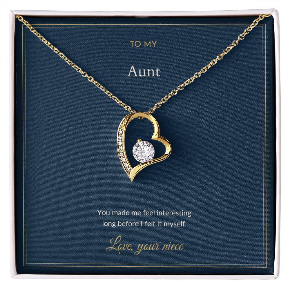 Forever Love necklace, on a keepsake card for Aunt (view 2)