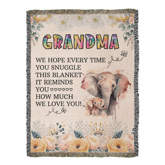 To My Grandma - Elephant Woven Blanket, view 2